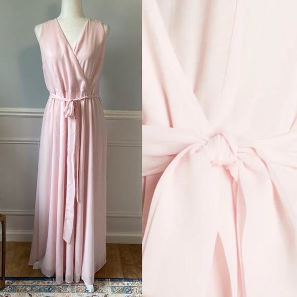 NWT ModCloth Effortless Elegance Faux-Wrap Maxi Dress Size 18 Flowy Formal Pink - Picture 1 of 13